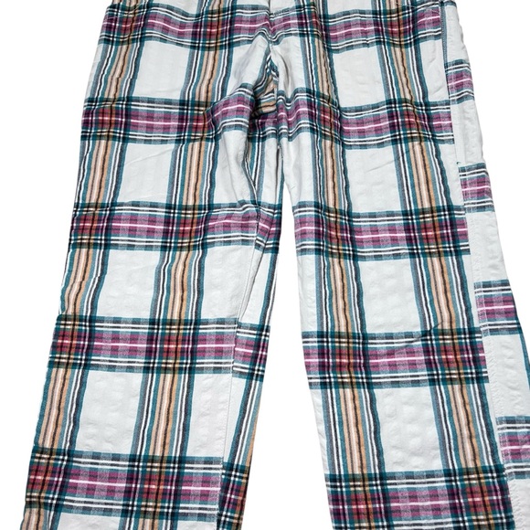 Free People Marlowe Yard Trousers Pants Plaid Seersucker Straight Leg Size 4 - Picture 14 of 16